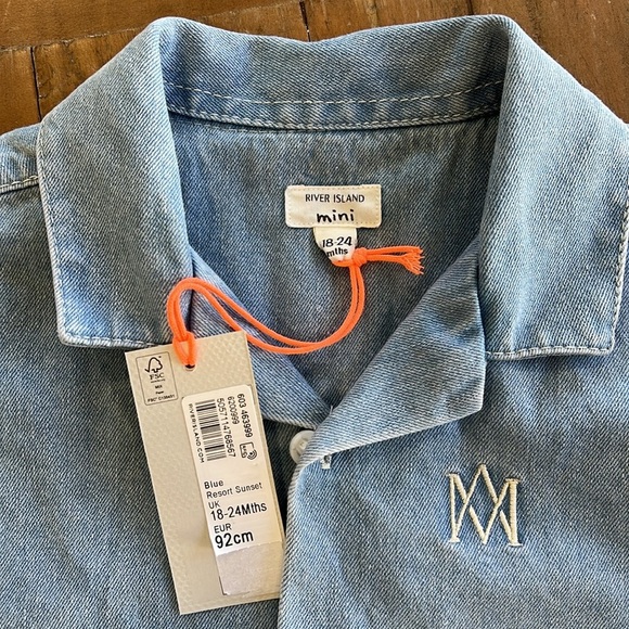 River island mini light wash denim button down - Picture 3 of 5